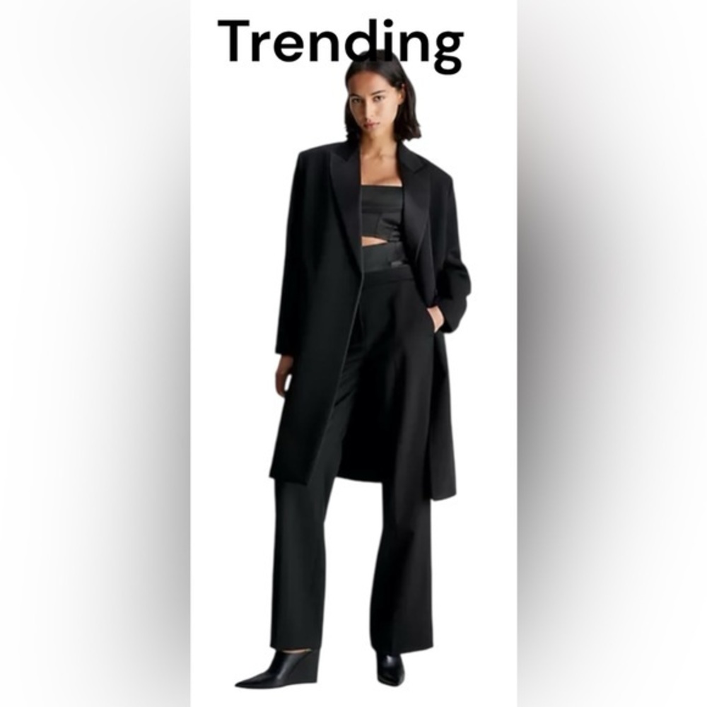 NWOT Calvin Klein Black Women's Tux Trousers Satin Waistband